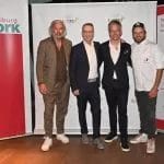 Stefan Gwildis, Dr. Matthias Riedl, Kai Gosslar und Steffen Henssler bei der Gala für Lecker hoch drei. Foto: Martin Brinckmann