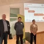 Jennifer Ullrich, Prokuristin der Lebenshilfe, Der Projektplan und die nächsten Schritte. Im Bild v. l. n. r. (weiterhin): Marco Gretzinger, Werkstattleiter u. David Dammann, Leiter Gastronomie